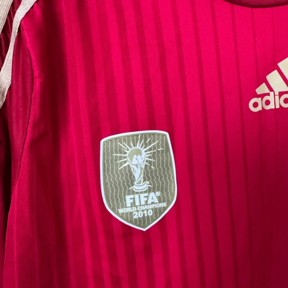 adidas Red Spain National Team Soccer Jersey with Gold Accents